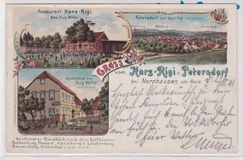 86106 AK Gruss vom Harz-Rigi & Petersdorf b. Nordhausen am Harz 1901