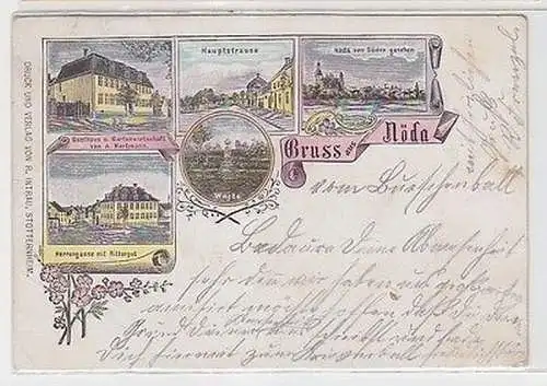 63712 Ak Lithographie Gruß aus Nöda Gasthaus und Rittergut 1900