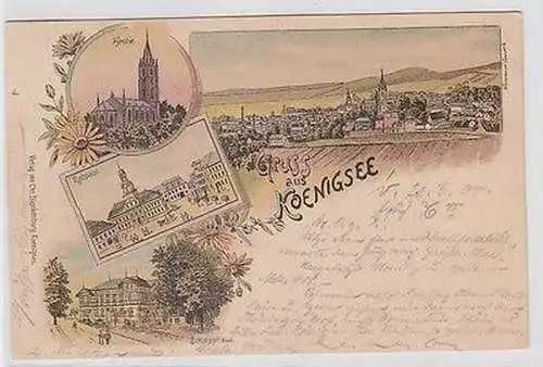 47734 Ak Lithografie Gruss aus Koenigsee Schiesshaus, Rathhaus, Kirche 1900