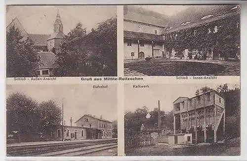 67749 Mehrbild Ak Gruß aus Miltitz Roitzschen Bahnhof, Kalkwerk, Schloß 1928