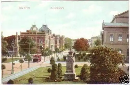 28226 Ak Gotha Arnoldiplatz mit Straßenbahn um 1910