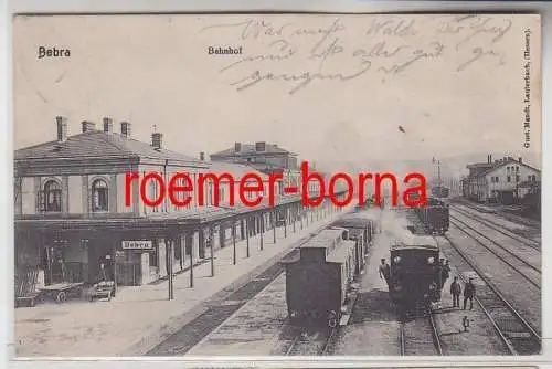 80934 Feldpost Ak Bebra der Bahnhof mit einfahrender Dampflok 1907