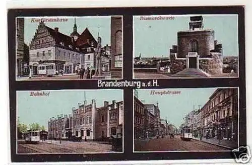 18074 Mehrbild Ak Brandenburg a.H. Bahnhof usw. 1918