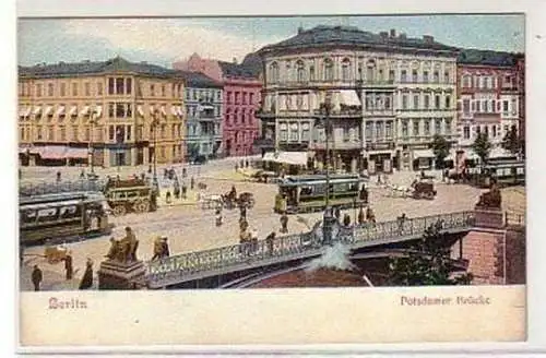 28068 Ak Berlin Potsdamer Brücke mit Verkehr um 1910