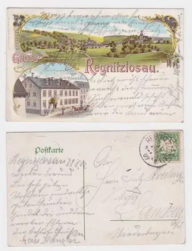 82797 Ak Lithographie Gruss aus Regnitzlosau Gasthof 1907