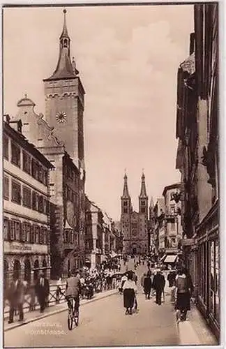 67351 Ak Würzburg Domstrasse mit Verkehr um 1920