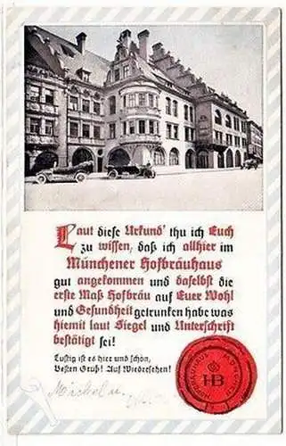 65339 Ak Humor München Hofbräuhaus um 1910