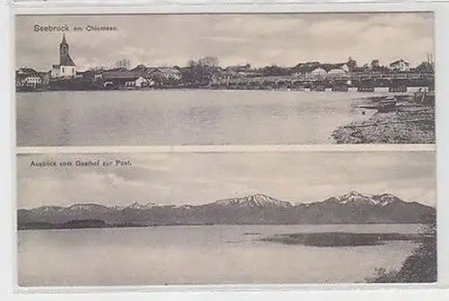 07608 Mehrbild Ak Seebruck am Chiemsee Ausblick vom Gasthof zur Post um 1910