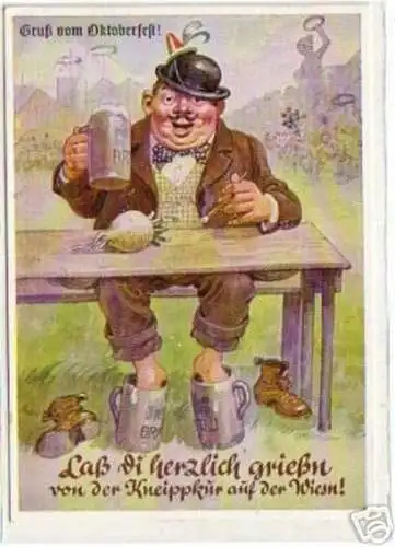 09203 Humor Ak Gruß vom Oktoberfest um 1950