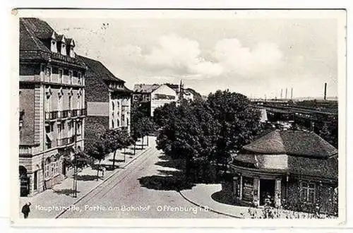 27781 Ak Offenburg i.B. Hauptstraße und Partie am Bahnhof 1937