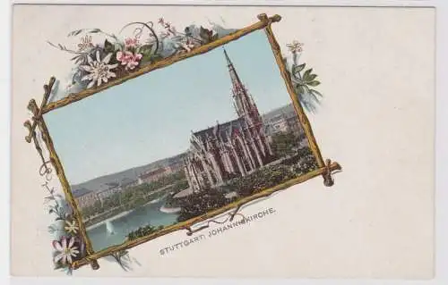 87033 Rahmen Ak Stuttgart Johanniskirche um 1900