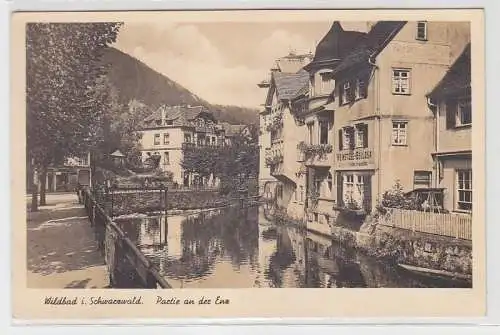 67932 Feldpost Ak Wildbad im Schwarzwald Partie an der Enz Weinstube Bellosa1943