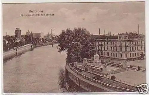 08226 Ak Heilbronn Bismarckdenkmal mit Neckar um 1910