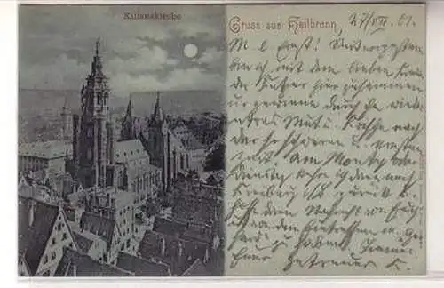 08231 Mondscheinkarte Gruß aus Heilbronn Kilianskirche 1901