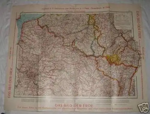 Probekarte Frankreich aus Atlas "Bild der Erde" um 1930