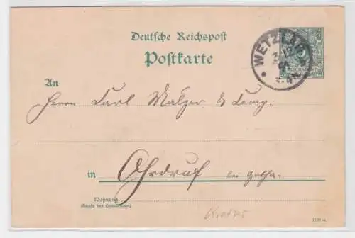 96448 DR Ganzsachen Postkarte P30 Stempel Wetzlar 1891