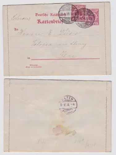 04128 DR Ganzsachen Kartenbrief K7 Schwerin nach Olten (Schweiz) 1898