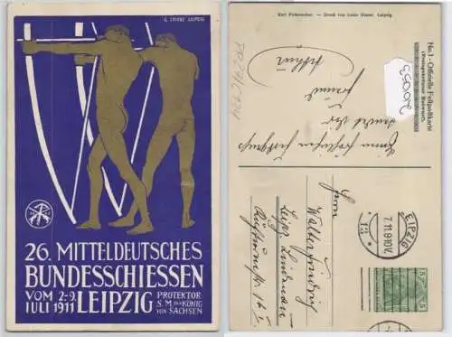 20053 DR Ganzsachen Postkarte PP27/ C134 Leipzig 26. Mitteldt. Bundesschießen 19