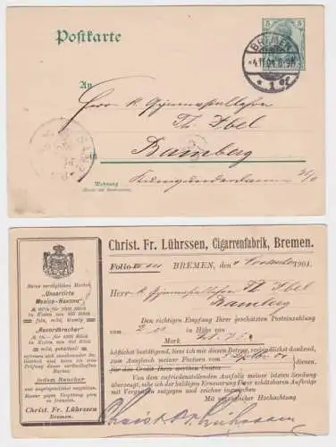 97190 Ganzsache Postkarte P64 Zudruck Christ. Fr. Lührssen Cigarrenfabrik Bremen