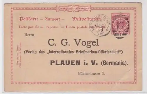 98866 Ganzsachen Postkarte P23A Zudruck Vogel Briefmarken-Offertenblatt Plauen