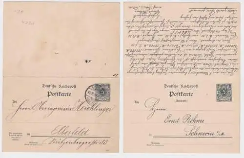 96113 Ganzsachen Postkarte P31b Ernst Böhme Lotterie Los Nr. 66435 Schwerin 1897