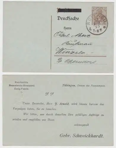 97836 DR Ganzsache Postkarte P89 Zudruck Gebr. Schweickhardt Tübingen 1915