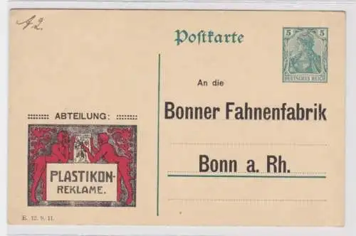 97954 DR Ganzsache Postkarte P90 Zudruck Bonner Fahnenfabrik Plastikon Reklame