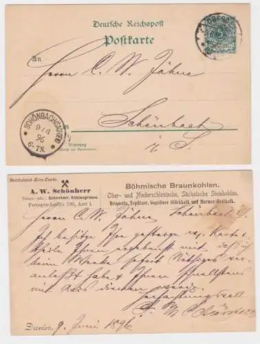 83755 DR Ganzsache Postkarte Zudruck A.W. Schönherr Böhmische Braunkohlen Dresde