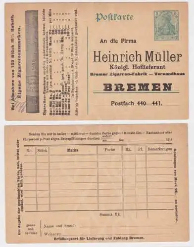 97956 DR Ganzsachen Postkarte P90 Zudruck Heinrich Müller Hoflieferant Bremen