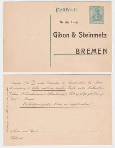 97960 DR Ganzsachen Postkarte P90 Zudruck Firma Gibon & Steinmetz Bremen