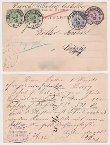 97860 DR Ganzsachen Postkarte P10 Zudruck C. Basse Lüdenscheid Eisenbahn 1882