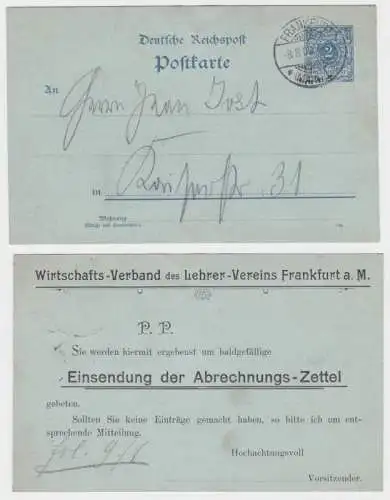 97951 Ganzsachen Postkarte P40 Zudruck Wirtschafts-Verb. Lehrer-Verein Frankfurt