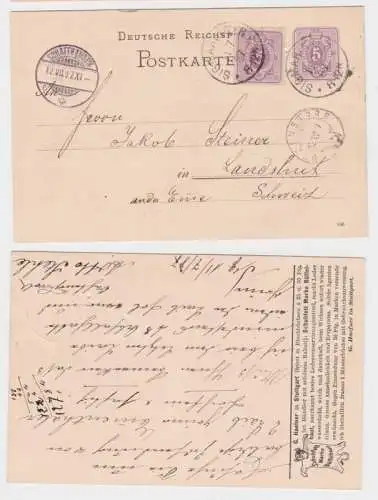 98148 DR Ganzsachen Postkarte P12 Zudruck Schuhfestt G. Haefner Stuttgart 1887