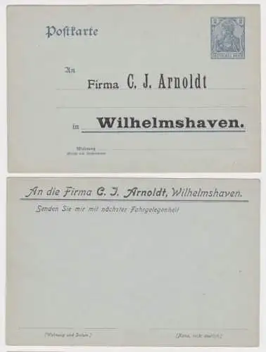 97374 DR Ganzsachen Postkarte P63 Zudruck Firma C.J. Arnoldt Wilhelmshaven