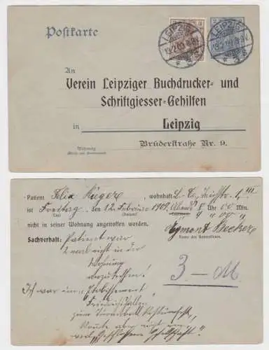 97614 DR Ganzsachen Postkarte P63 Zudruck Verein Leipziger Buchdrucker-Gehilfen