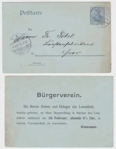 97364 DR Ganzsachen Postkarte P63 Zudruck Bürgerverein Kleemann Quedlinburg 1903