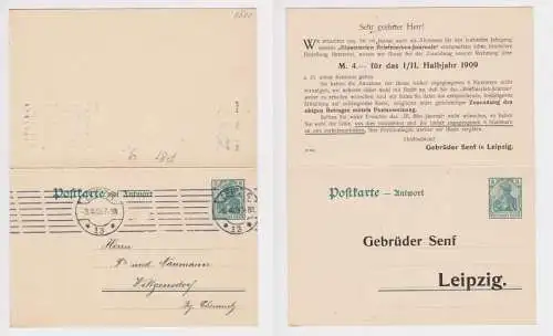 97548 DR Ganzsachen Postkarte P81 Zudruck Gebrüder Senf Leipzig Briefmarken 1909