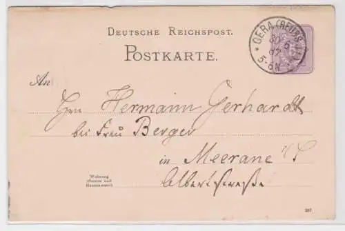 97582 DR Ganzsachen Postkarte P16 Gera (Reuss jüngere Linie) nach Meerane 1887