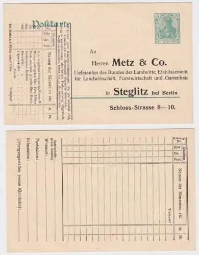 10199 Ganzsachen Postkarte P90 Zudruck Metz & Co. Gartenbau Lieferant Steglitz