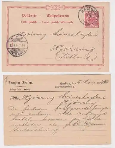 11304 DR Ganzsachen Postkarte P21 Zudruck Joachim Jeusen Hamburg 1894