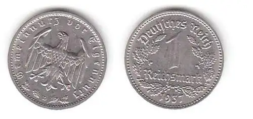 1 Mark Nickel Münze 3. Reich 1937 D, Jäger 354 (111571)