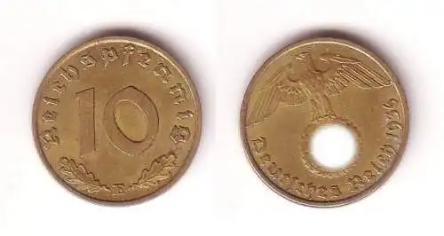 10 Pfennig Messing Münze 3. Reich 1936 E Jäger 364 (112683)