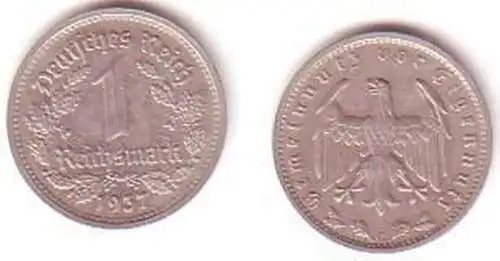 1 Mark Nickel Münze Deutsches Reich 1937 G Jäger 354