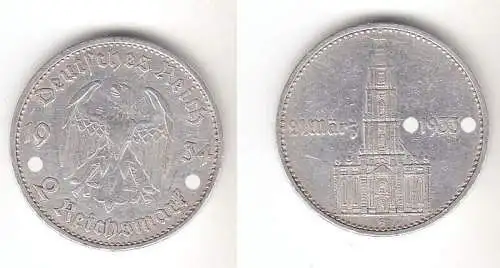 2 Mark Silber Münze 3. Reich Garnisonkirche mit Datum 1934 G Jäger 355 (112580)