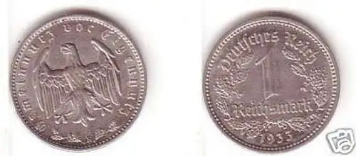 1 Mark Nickel Münze Deutsches Reich 1933 E Jäger 354