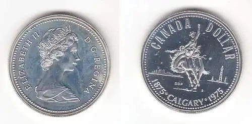 1 Dollar Silber Münze Kanada Canada 100 Jahre Stadt Calgary 1975 (102334)