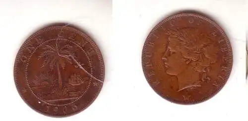 1 Cent Kupfer Münze Liberia 1906