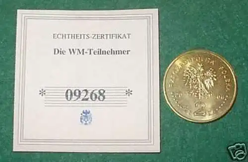 2 Zloty Münze Polen 2006 Fussball WM in Deutschland