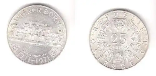 25 Schilling Silber Münze Österreich Wiener Börse 1771-1971 (113793)