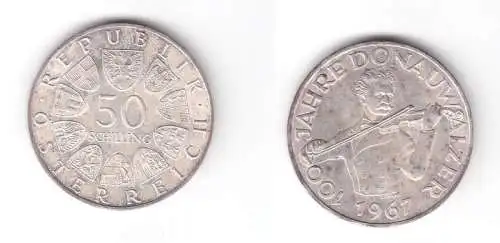 50 Schilling Silber Münze Österreich 100 Jahre Donauwalzer 1967 (113400)